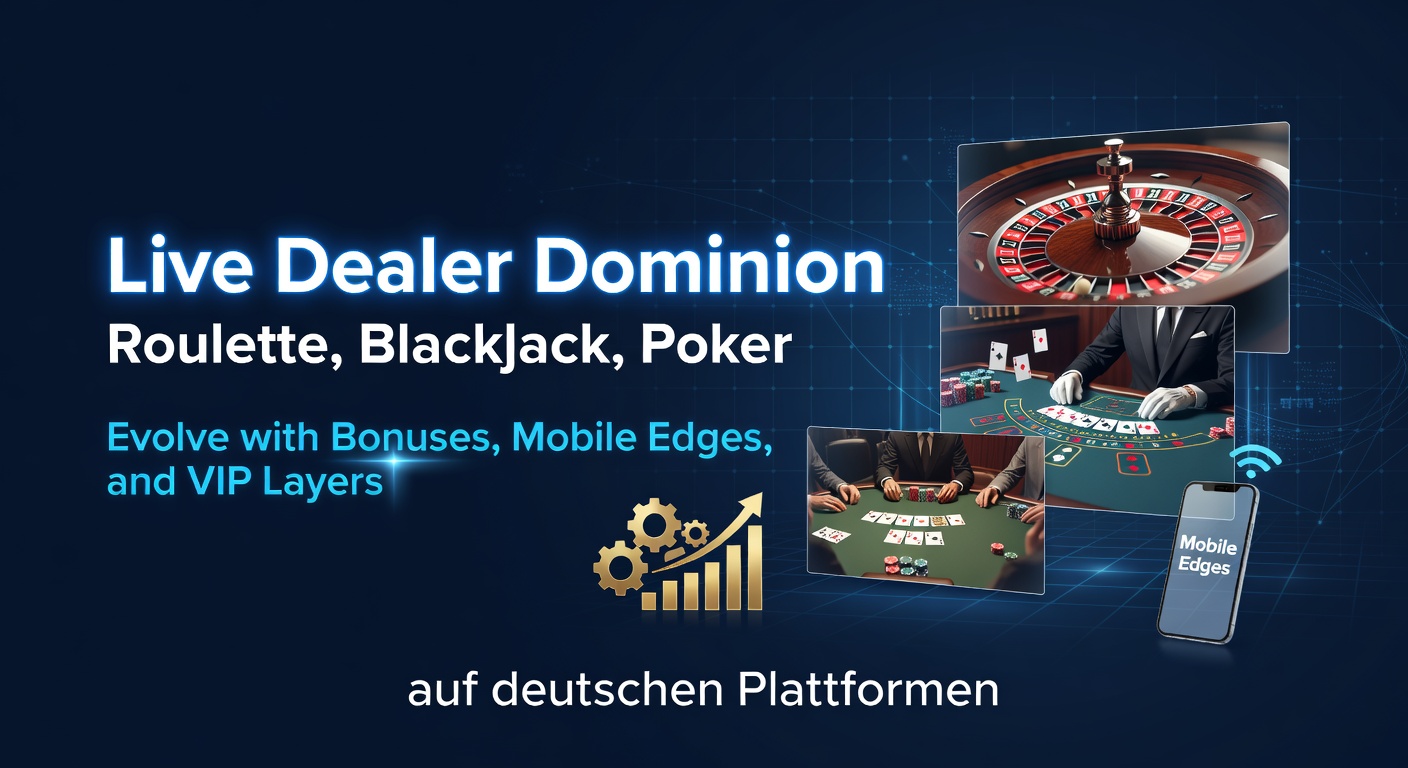 Dynamische Live-Dealer-Tische mit Roulette, Blackjack und Poker auf hochmodernen deutschen Online-Plattformen, beleuchtet von Boni und VIP-Elementen