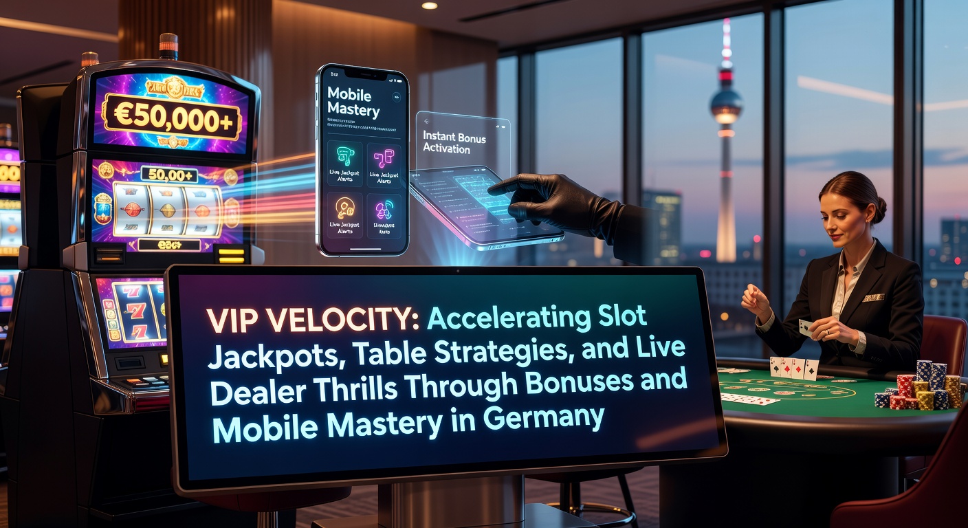 Dynamisches Bild eines VIP-Spielers am Smartphone mit rotierenden Slot-Rädern und leuchtenden Jackpots im Hintergrund einer deutschen Casino-App